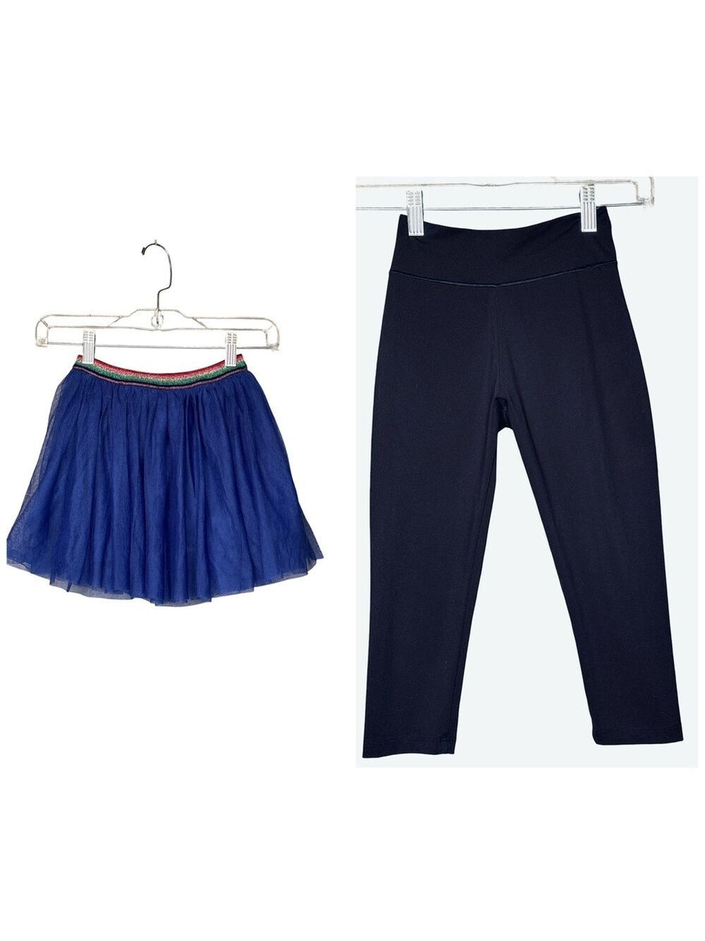 Rockets of Awesome Girls Navy Tulle Skirt & Uniqlo Black Leggings Set 7/8